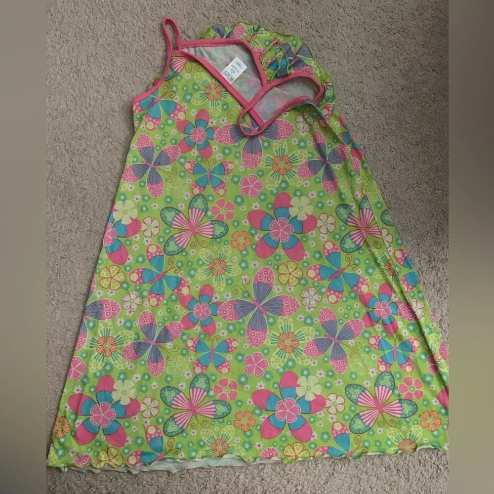 Children’s Place Pink Green Butterfly Flower Summer Nightgown Dress